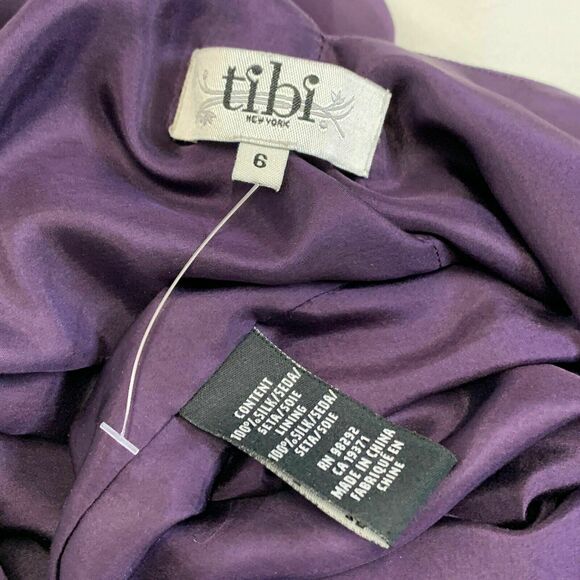 Tibi Beaded Silk Open Back Mini Dress Embellished Sleeve Backless Purple sz 6 - Picture 7 of 11